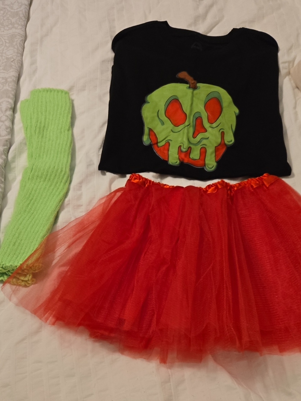 Poison Apple Theme Park Outfit- Red Tulle Skirt and Lime Green High Socks